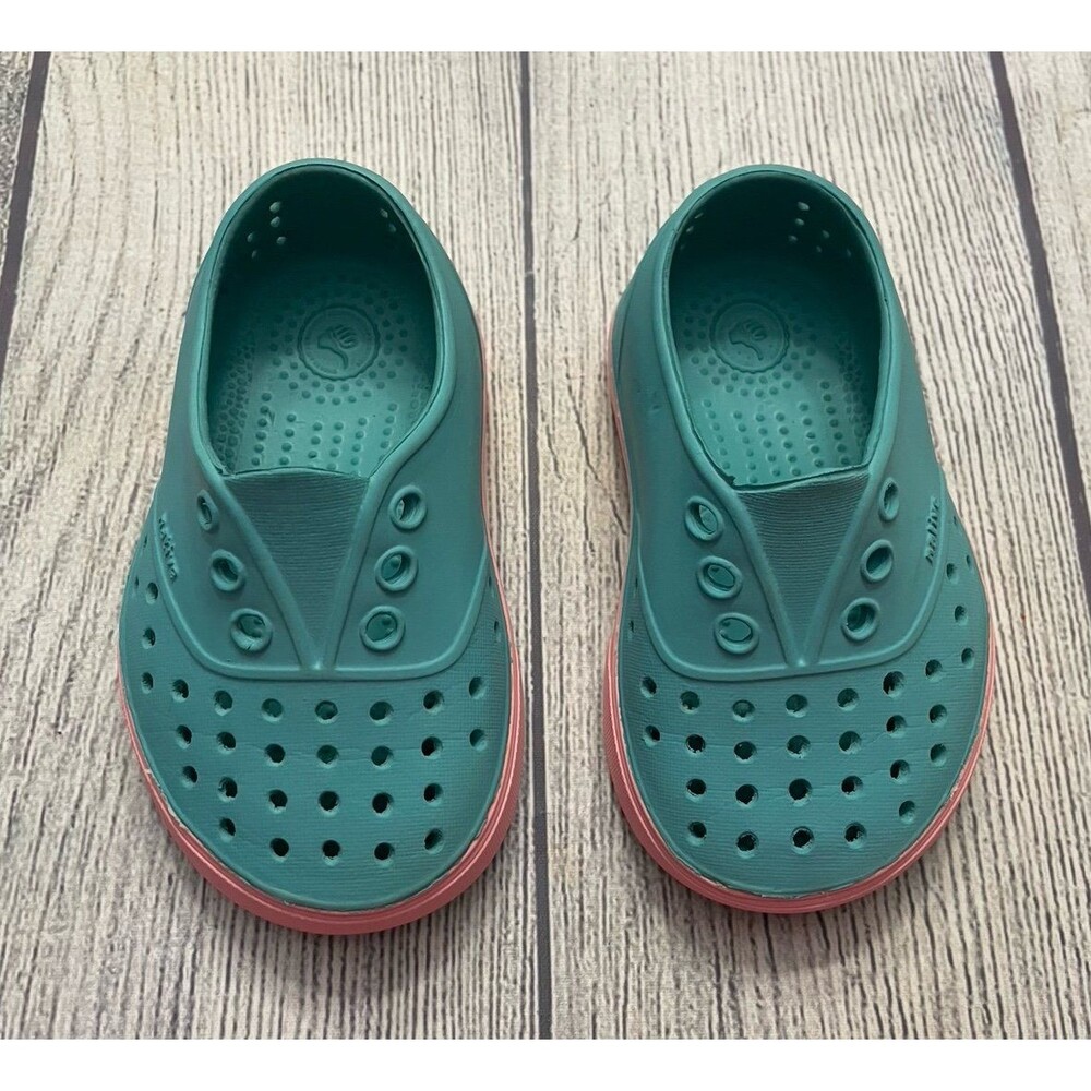 Turquoise & Pink Native Natives Miller Little Girl Toddler Shoes, Size 5